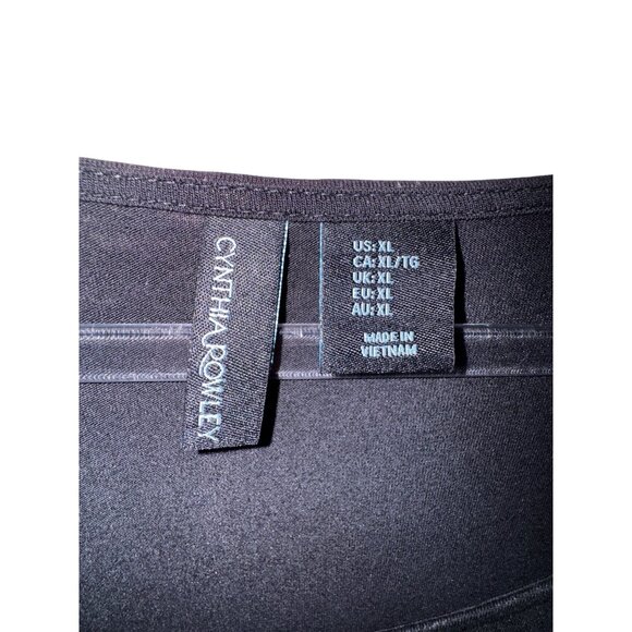 Cynthia Rowley Black Long Sleeve Top XL Goth Punk Rock Tee Shirt Stretch Casual - Picture 4 of 6